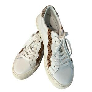 Madewell Sidewalk Low-Top Sneakers White Leather/Spotted Calf Hair Womens 7.5